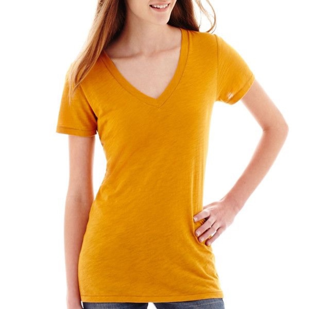 New Arizona yellow v neck t shirt fitted small